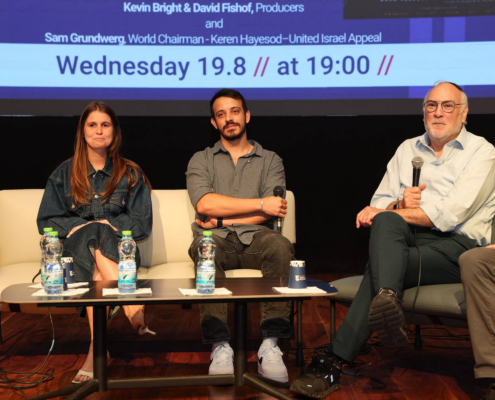 The Bridge special screening at the Menachem Begin Center in Jerusalem. Honoring the story of October 7 and the healing power of music. Members of the cast with special guest’s Ambassador Huckabee & David Fishof (producer), President Rivlin & Sam Grundwerg (Keren Hayesod–United Israel Appeal