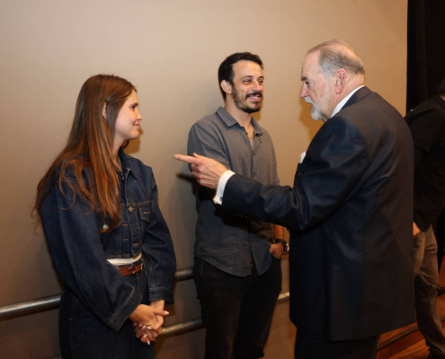 The Bridge special screening at the Menachem Begin Center in Jerusalem. Honoring the story of October 7 and the healing power of music. Members of the cast with special guest’s Ambassador Huckabee & David Fishof (producer), President Rivlin & Sam Grundwerg (Keren Hayesod–United Israel Appeal)