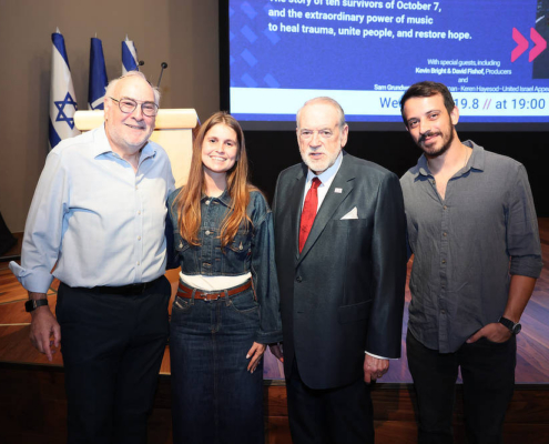 LAST NIGHT IN JERUSALEM - THE BRIDGE A SPECIAL SCREENING AT THE MENACHEM BEGIN CENTER. Honoring the story of October 7 and the healing power of music. THE CAST WITH SPECIAL GUESTS AMBASSADOR MIKE HUCKABEE & DAVID FISHOF, PRODUCER RESIDENT RIVLIN & SAM GRUNDWERG